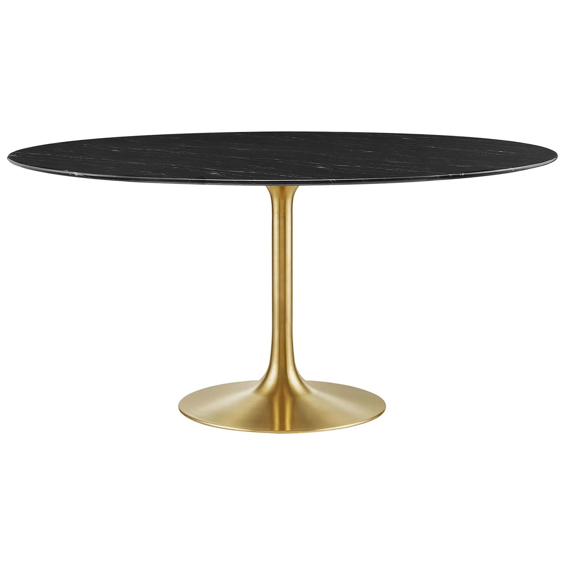 Nuvora 60" Round Faux Marble Dining Table - Gold Black Denmark Home