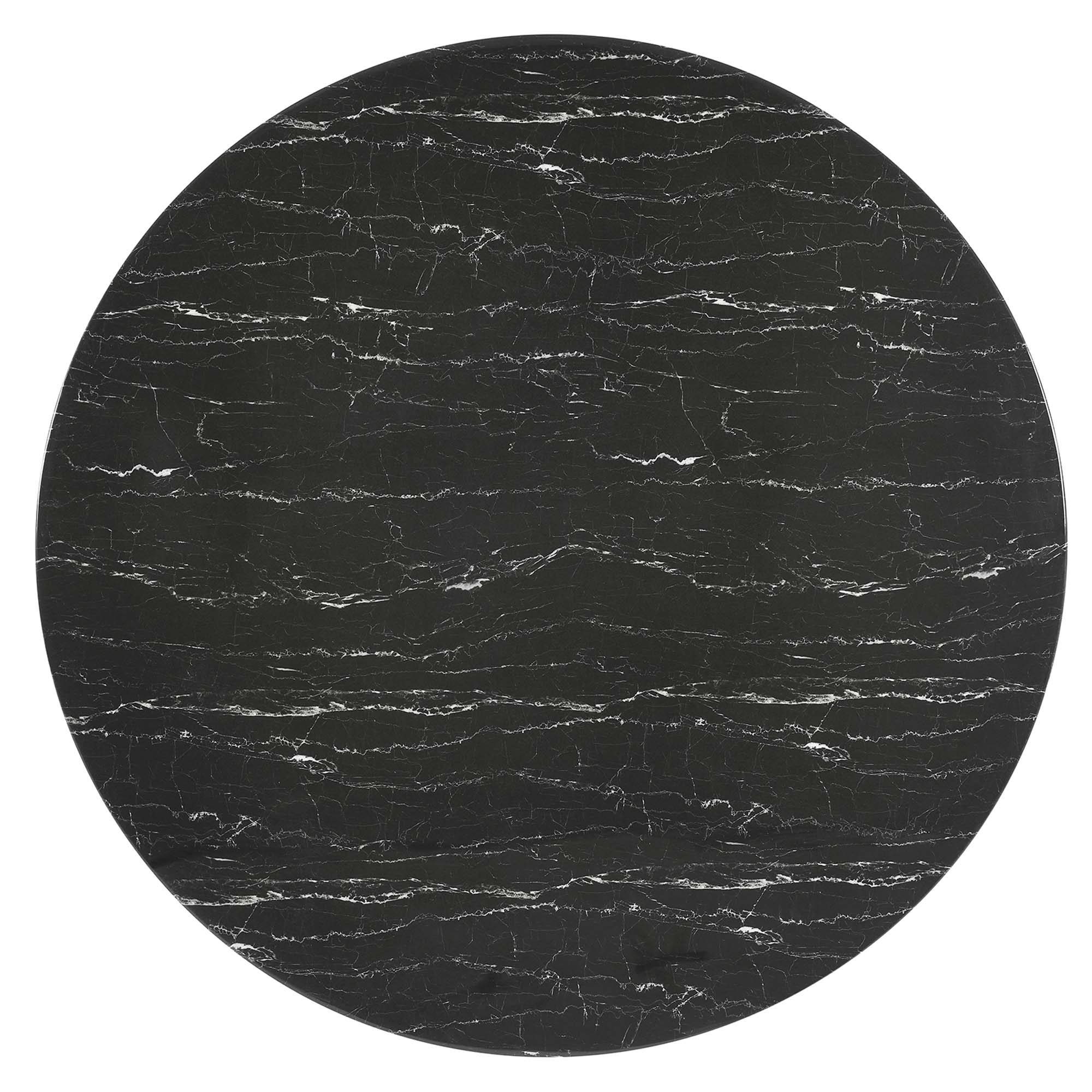 Nuvora 60" Round Faux Marble Dining Table - Gold Black Denmark Home