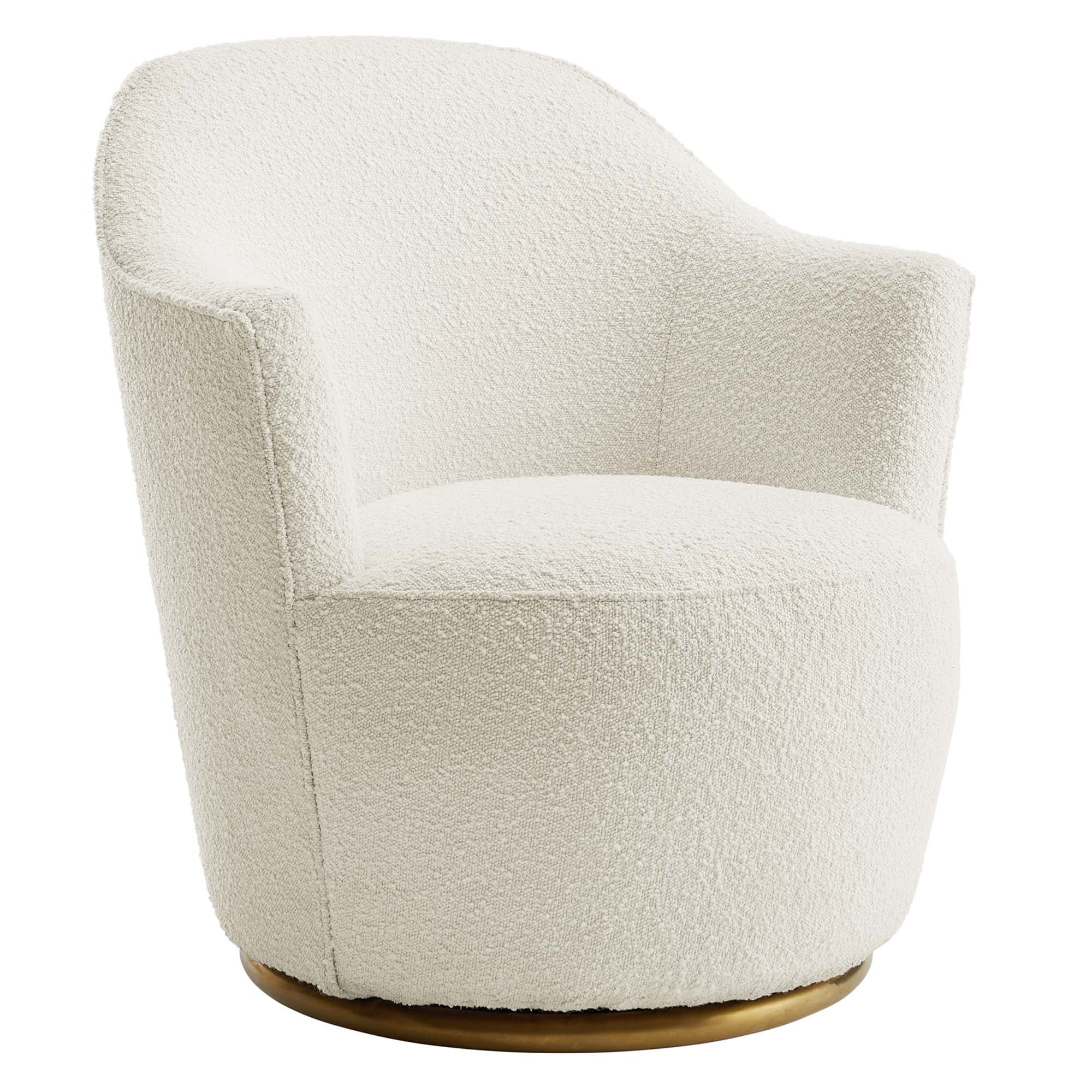 Velmira Swivel Accent Chair-White Denmark Home