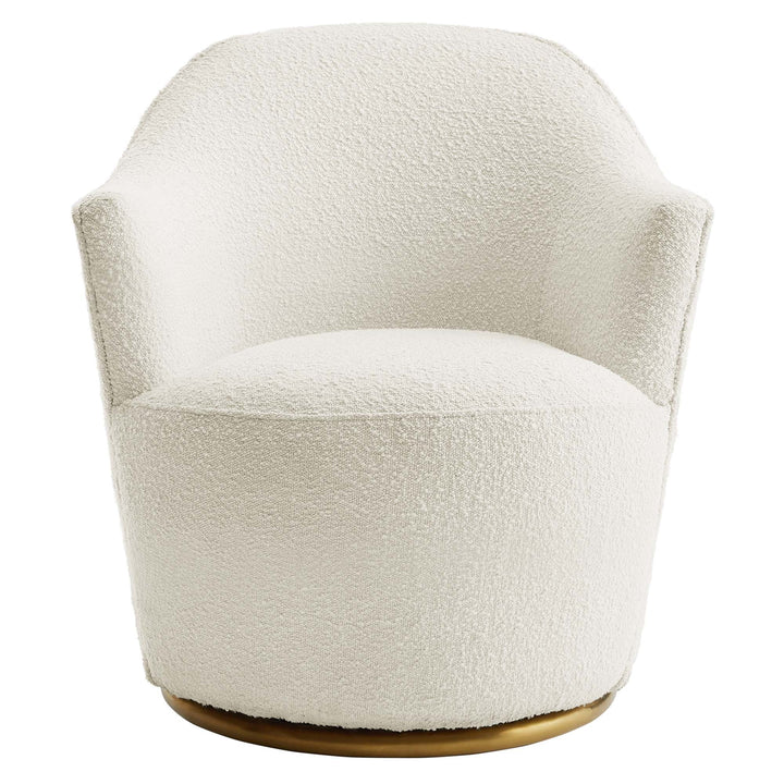 Velmira Swivel Accent Chair-White Denmark Home