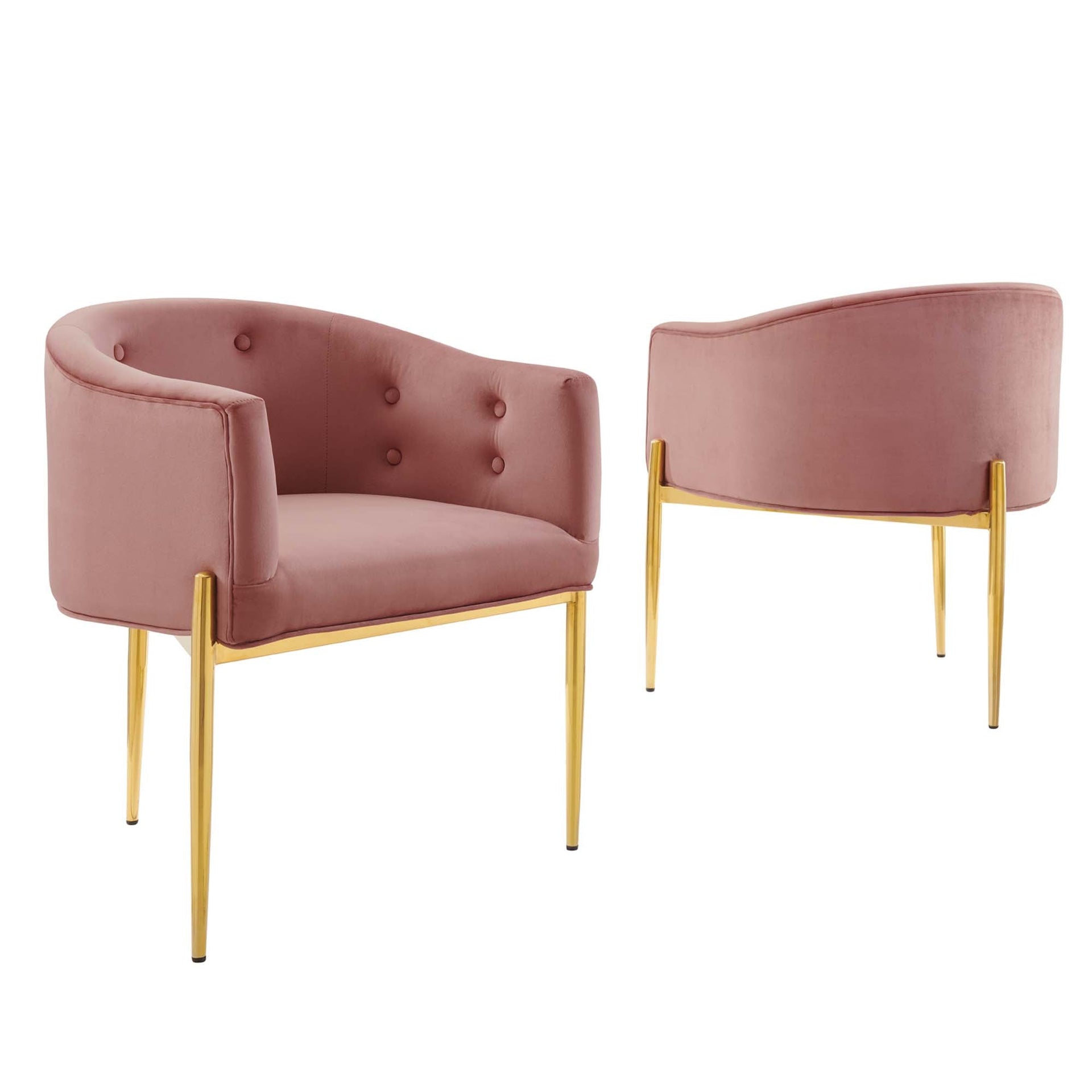 Sprig Velvet Tufted Accent Chair Set of 2 – Dusty Rose Denmark Home