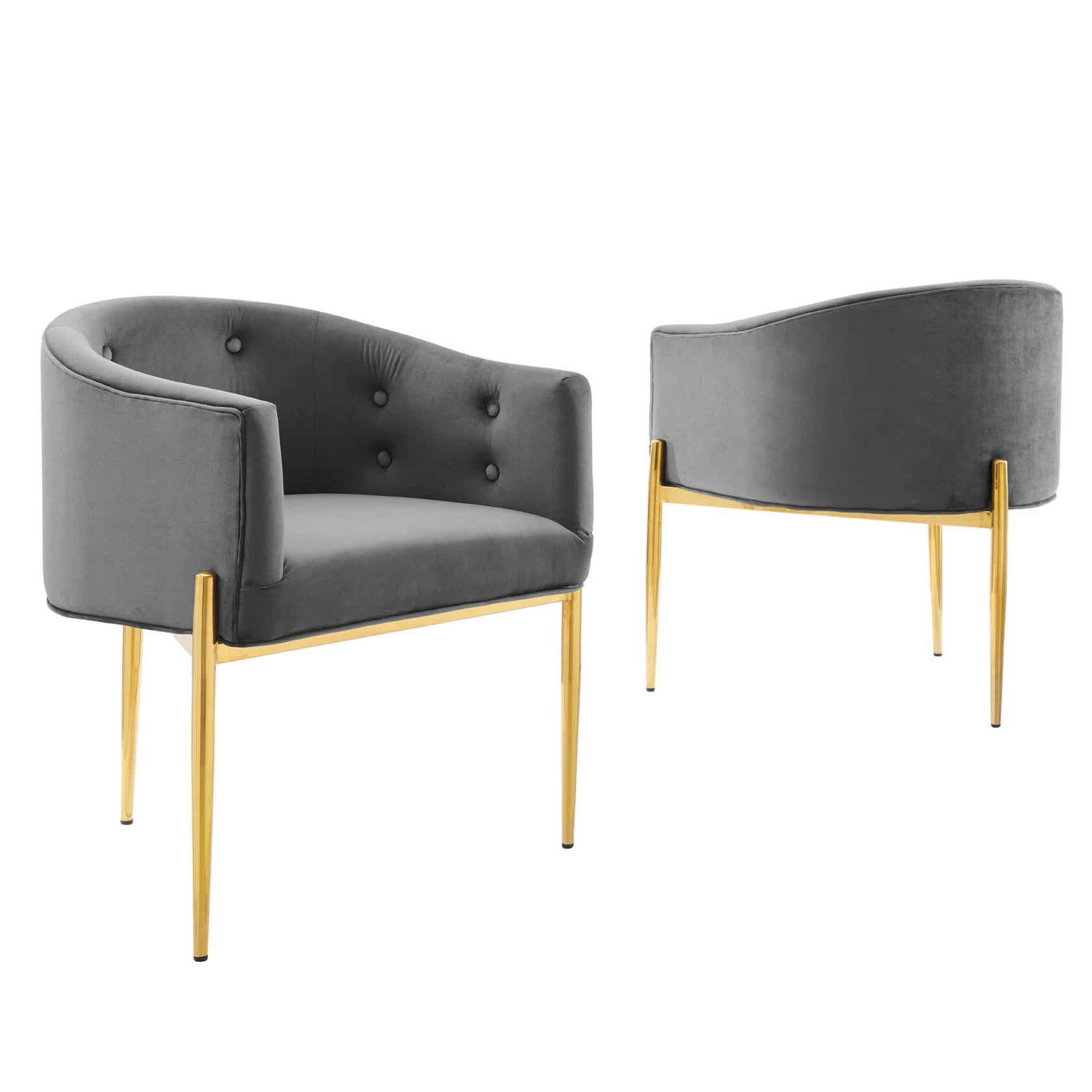 Sprig Velvet Tufted Accent Chair Set of 2 – Grey Denmark Home