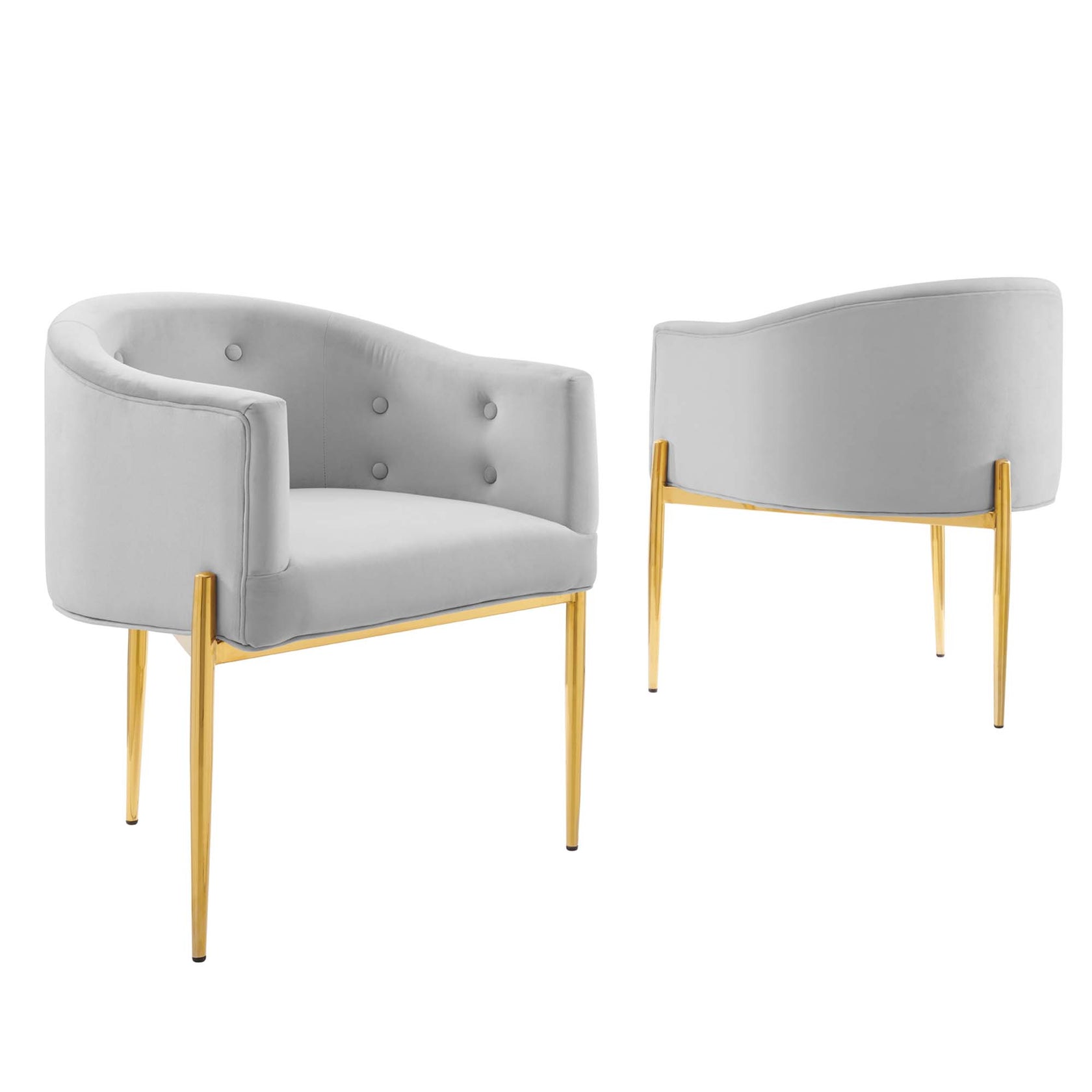 Sprig Velvet Tufted Accent Chair Set of 2 – Light Grey Denmark Home