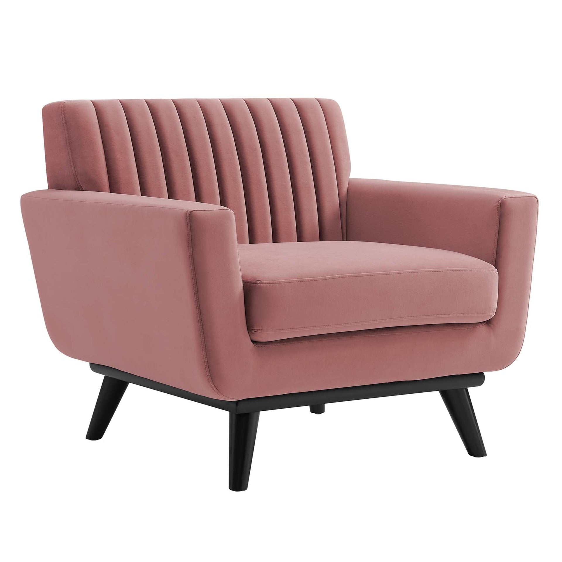 Koti Channel Tufted Velvet Armchair – Dusty Rose Denmark Home