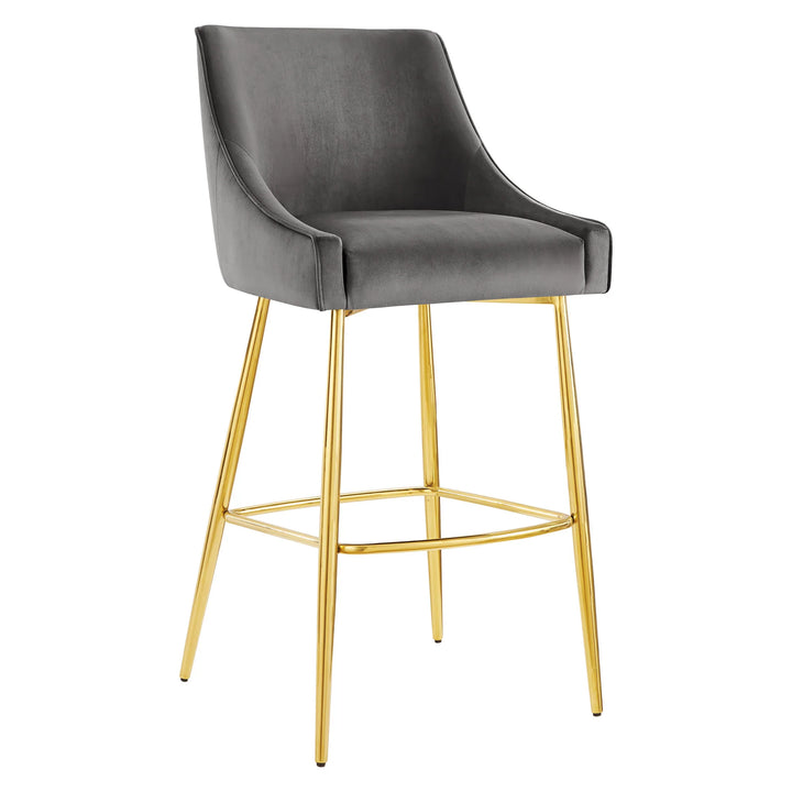 Swoop Performance Velvet Bar Stool - Gray Denmark Home
