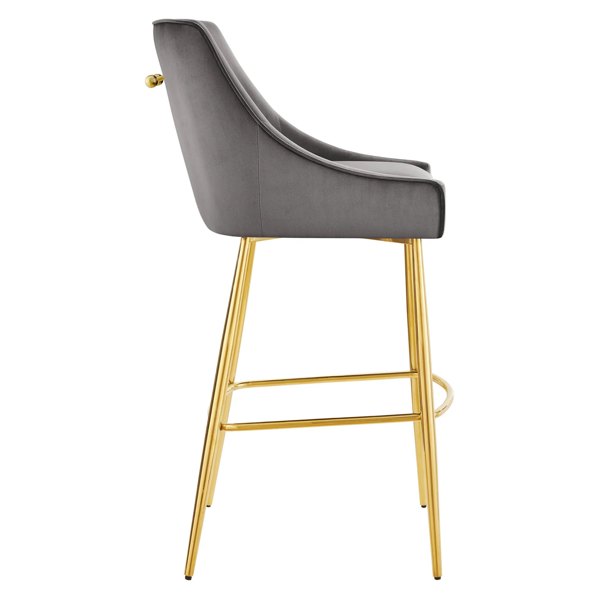 Swoop Performance Velvet Bar Stool - Gray Denmark Home