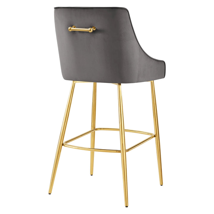 Swoop Performance Velvet Bar Stool - Gray Denmark Home