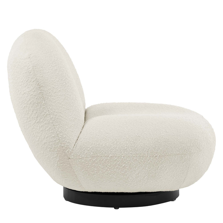 Norvira Boucle Swivel Accent Chair-Black ivory Denmark Home