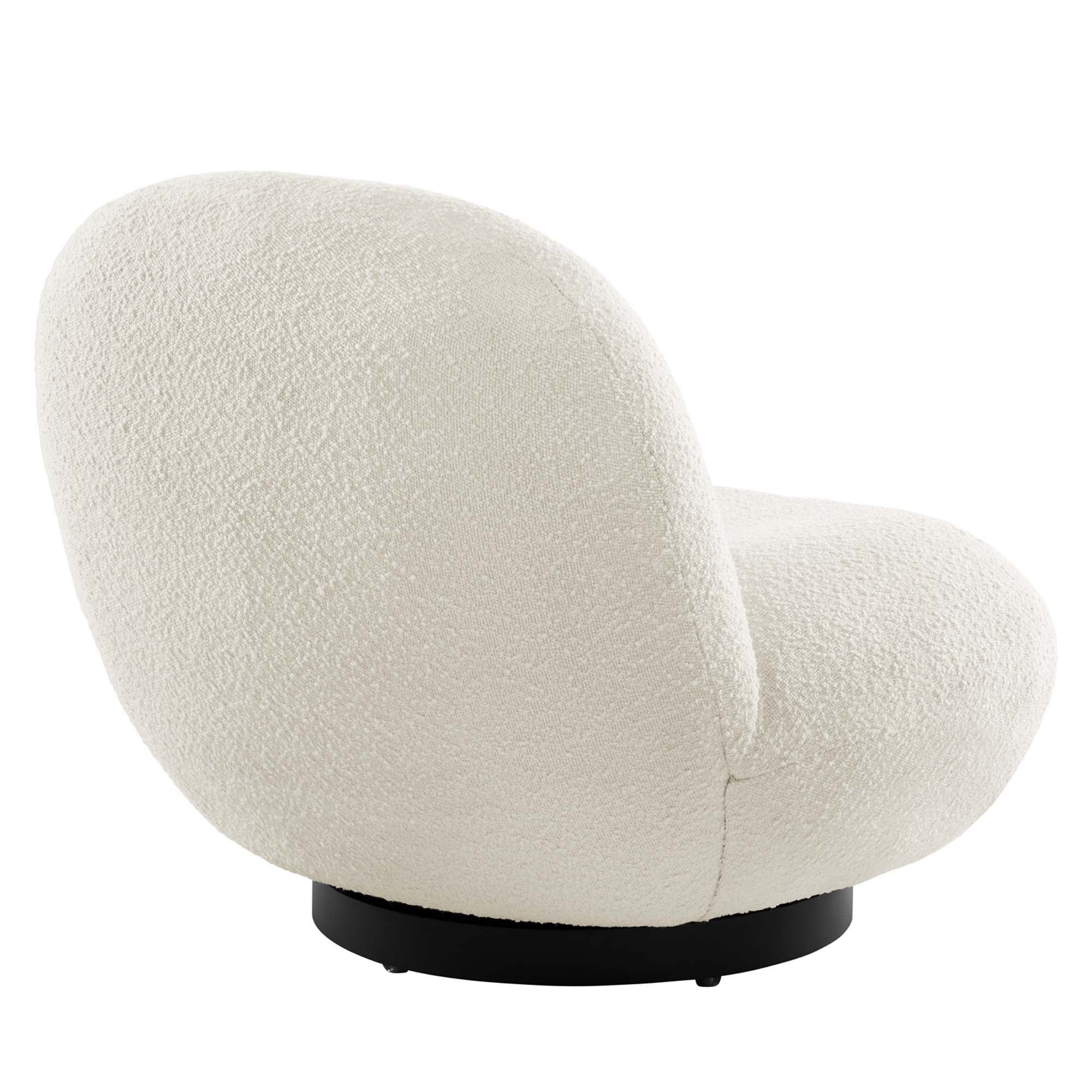 Norvira Boucle Swivel Accent Chair-Black ivory Denmark Home