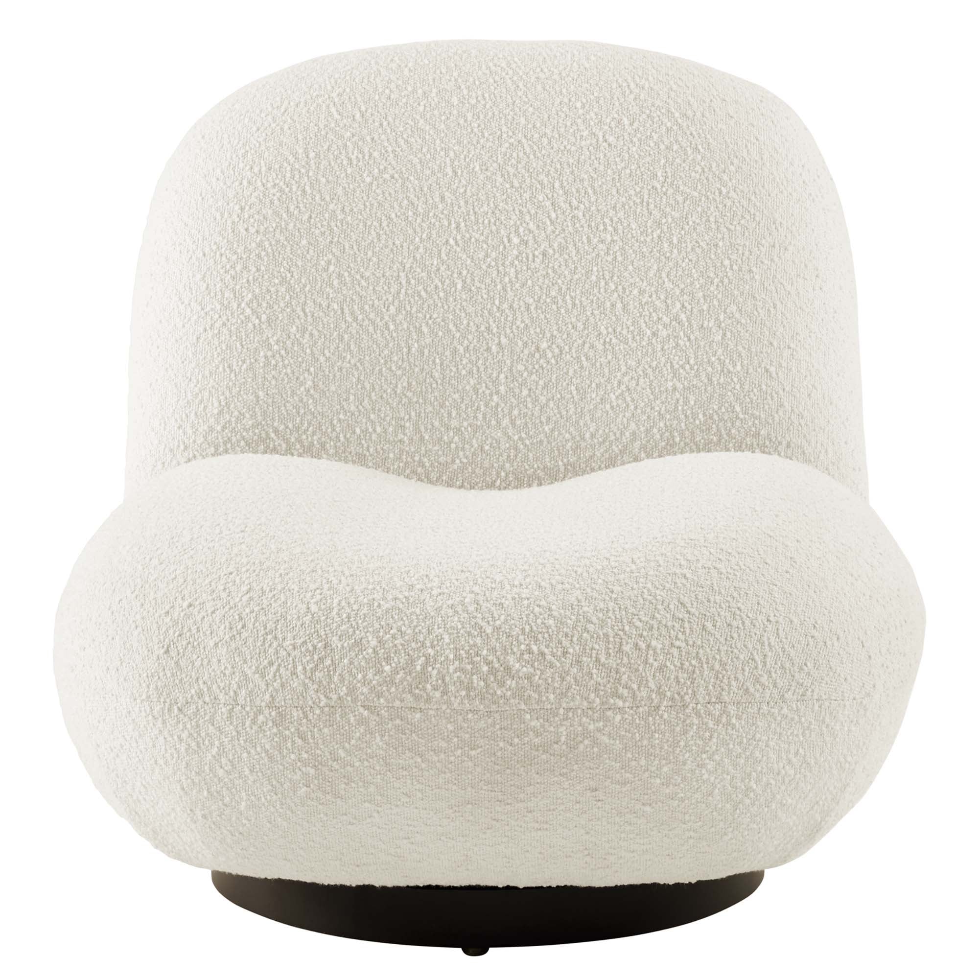 Norvira Boucle Swivel Accent Chair-Black ivory Denmark Home