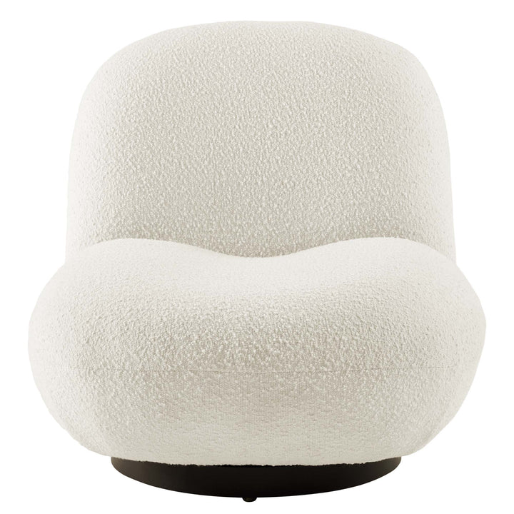 Norvira Boucle Swivel Accent Chair-Black ivory Denmark Home