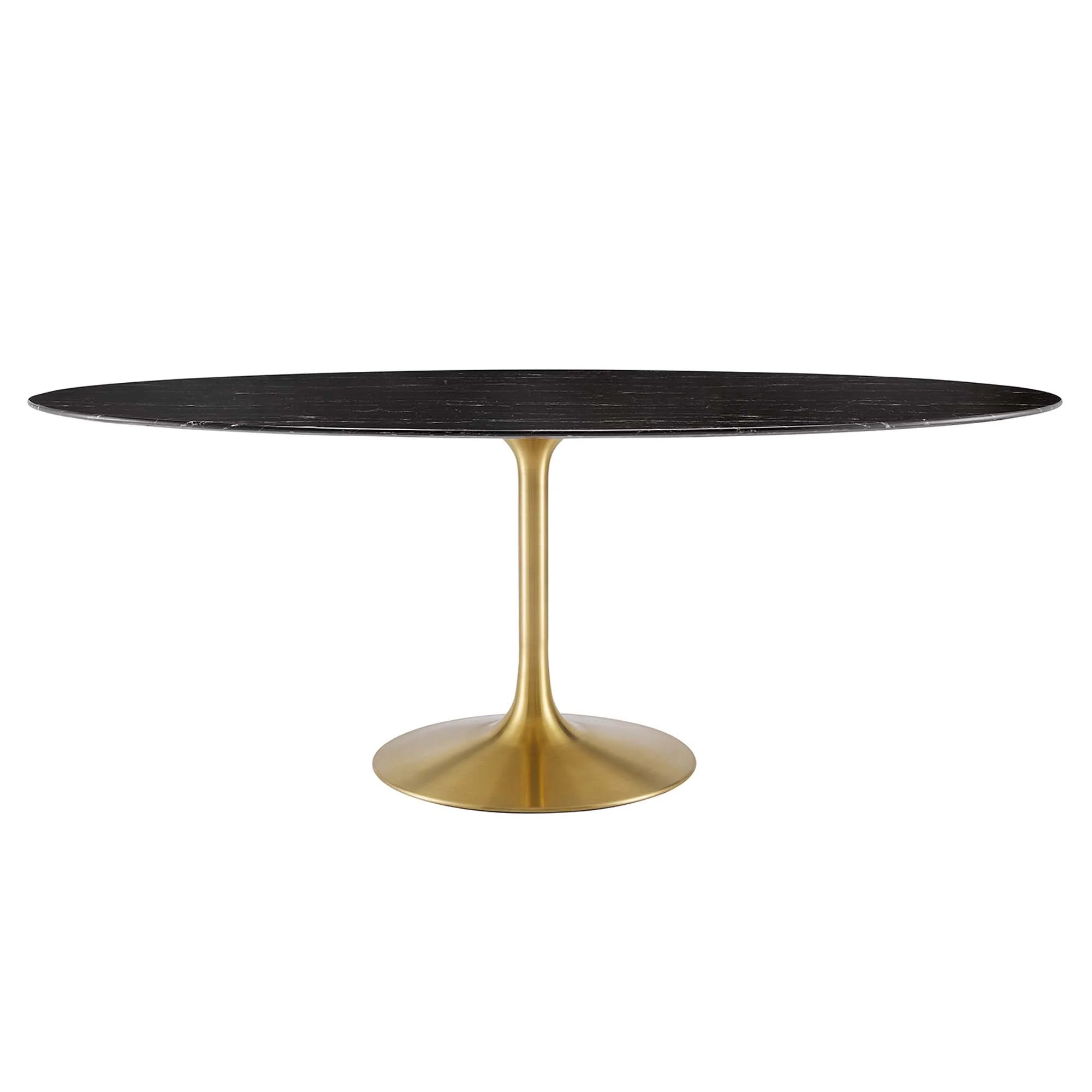Lippa 78" Oval Faux Marble Dining Table - Gold Black Denmark Home