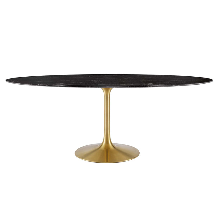 Lippa 78" Oval Faux Marble Dining Table - Gold Black Denmark Home