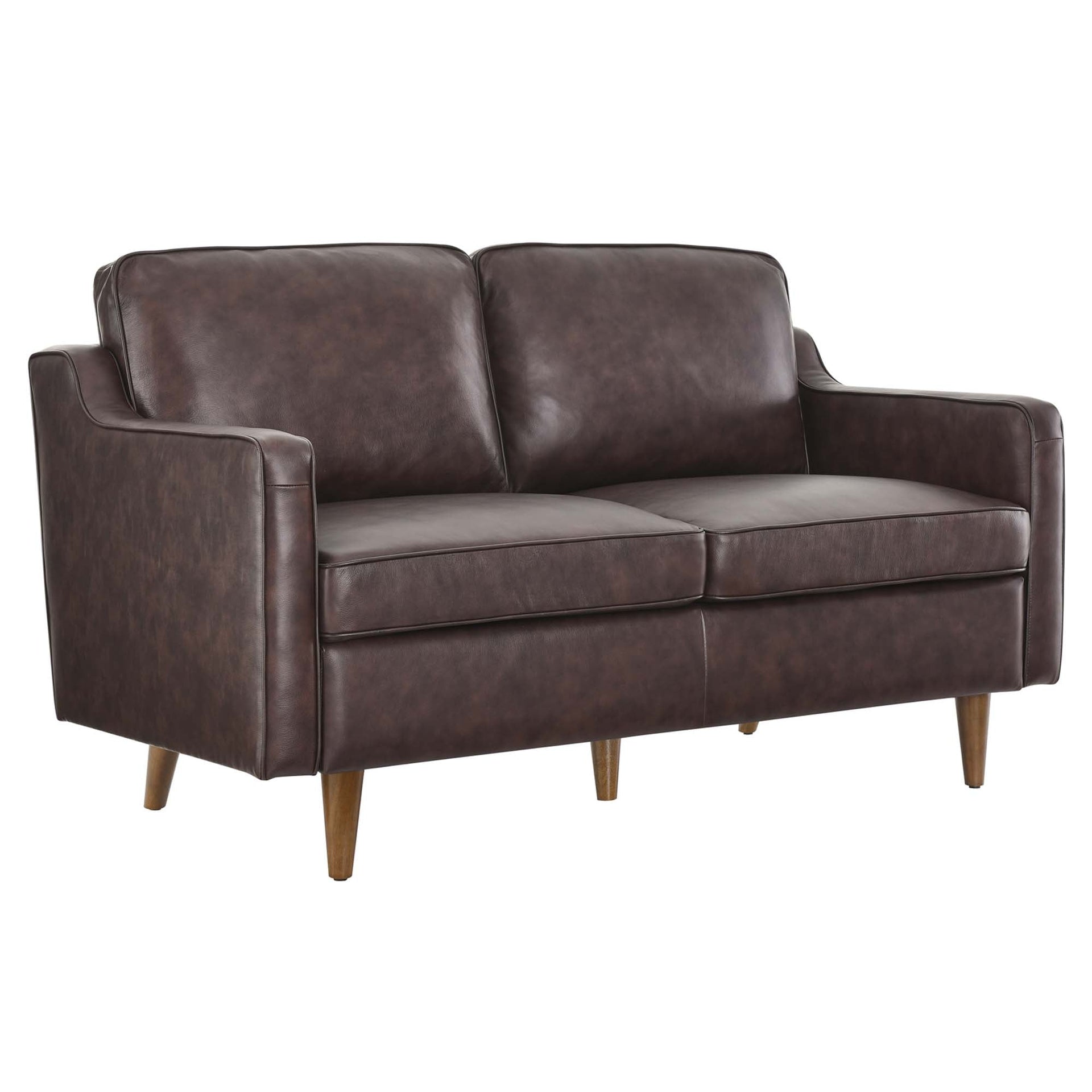 Krix Genuine Leather Loveseat - Brown