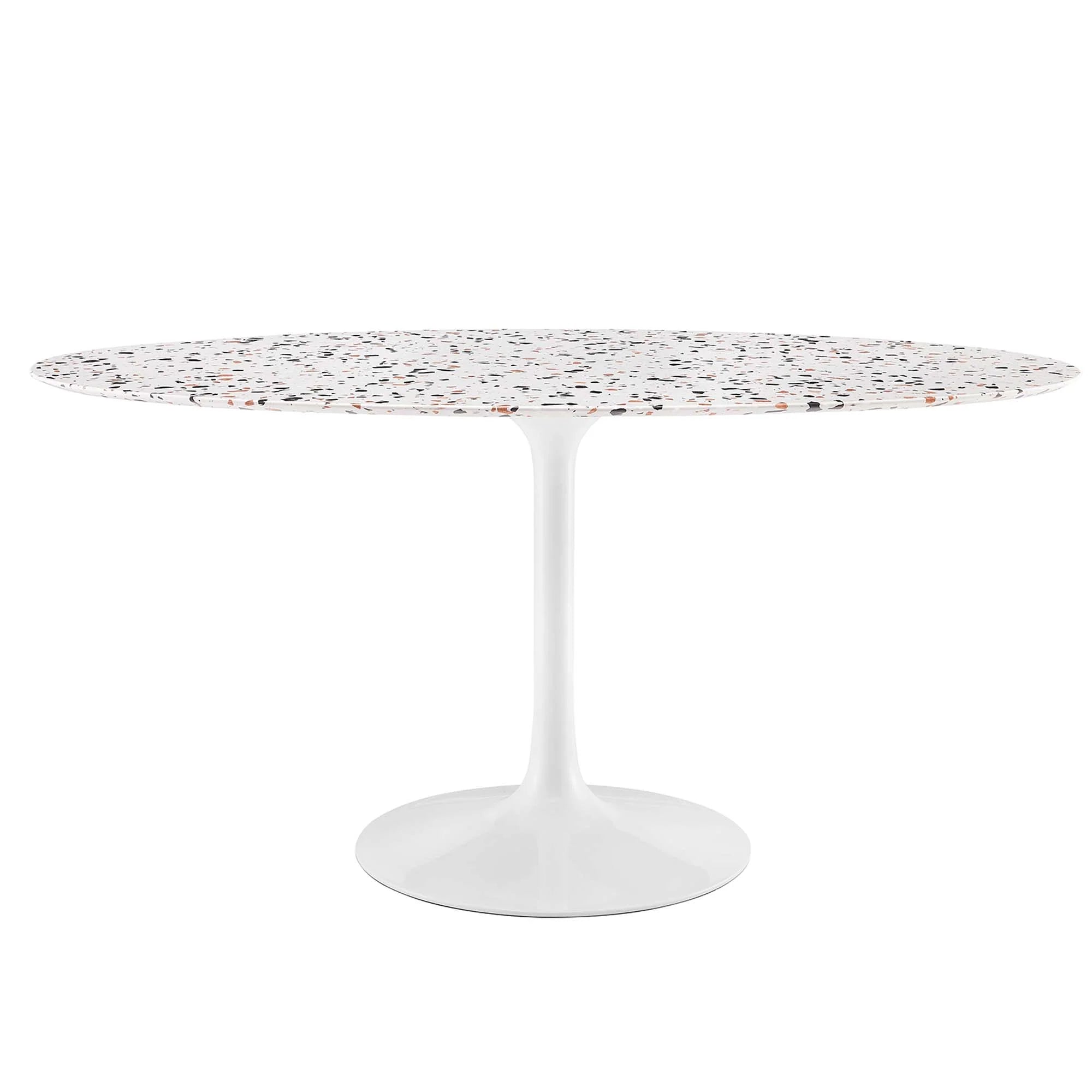 Novara 60" Oval Terrazzo Dining Table - White Denmark Home