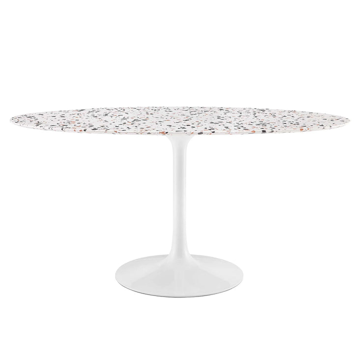 Novara 60" Oval Terrazzo Dining Table - White Denmark Home