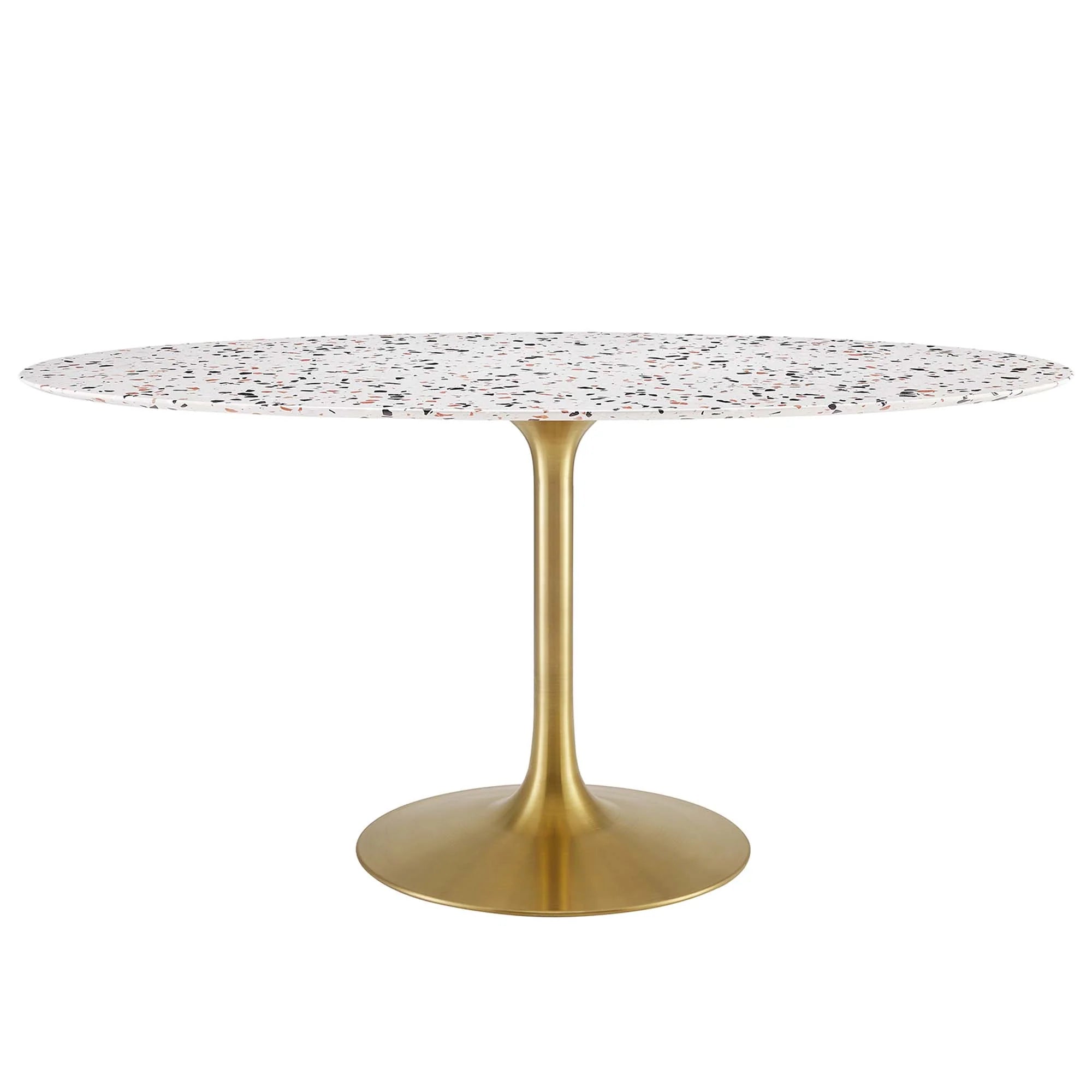 Novara 60" Oval Terrazzo Dining Table - Gold White Denmark Home