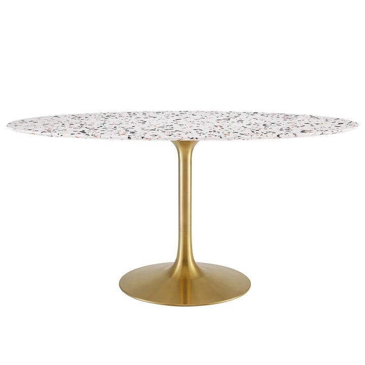 Novara 60" Oval Terrazzo Dining Table - Gold White Denmark Home