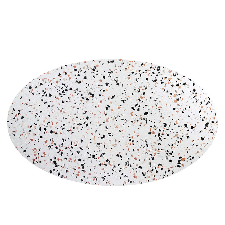 Novara 60" Oval Terrazzo Dining Table - Gold White Denmark Home