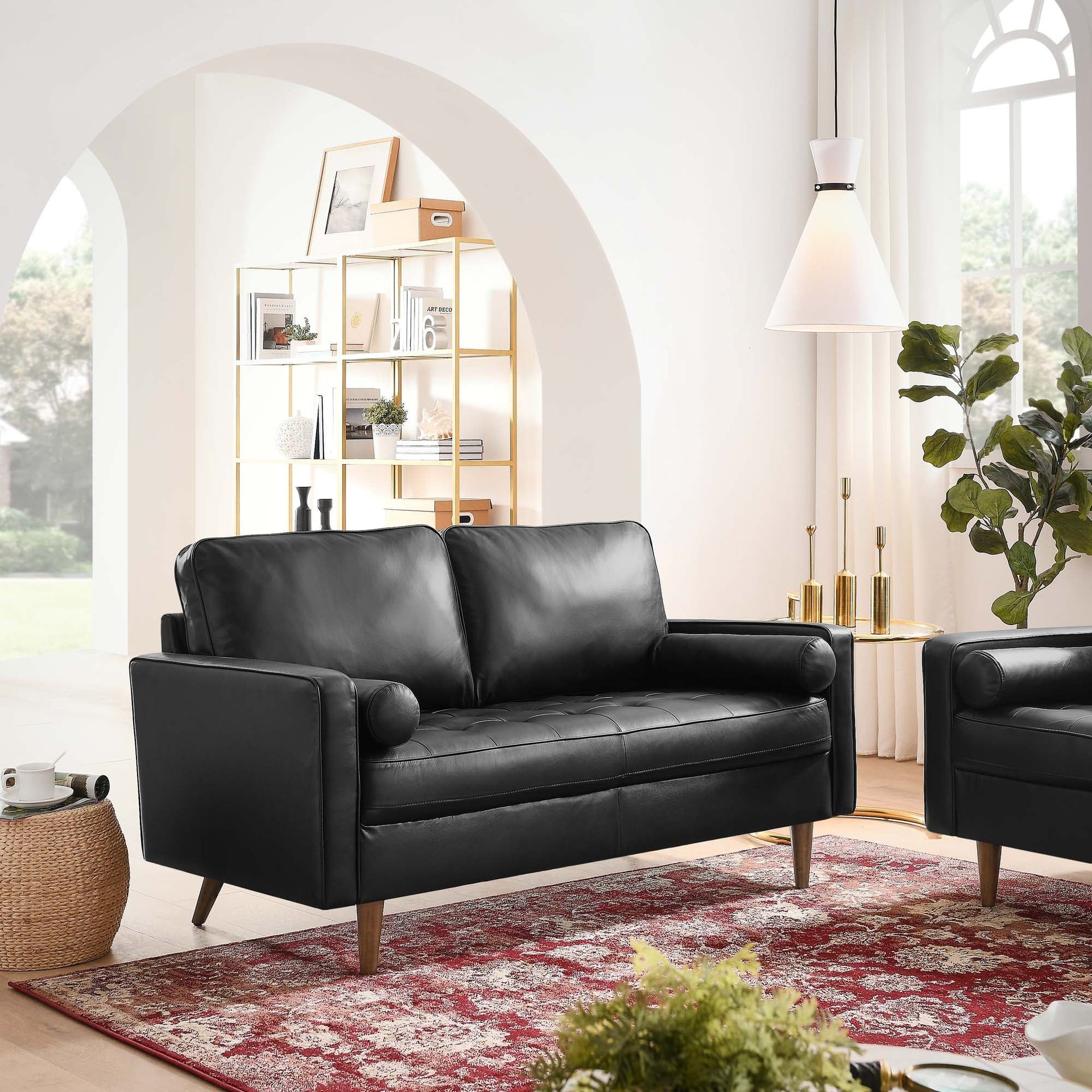 Eldvar Leather Loveseat - Black