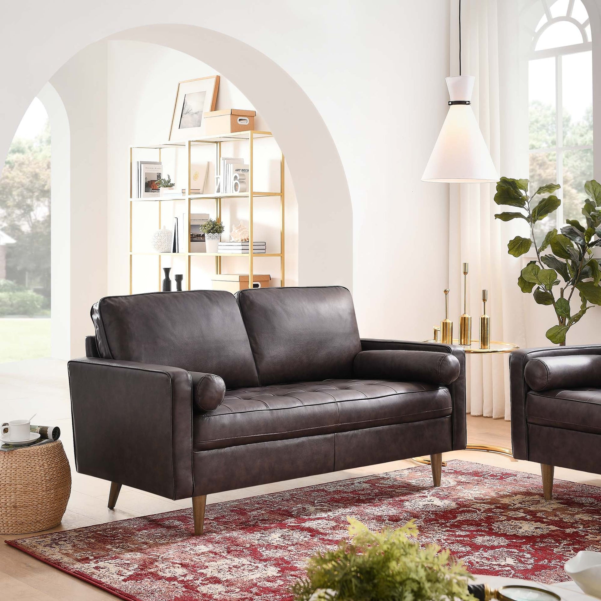 Eldvar Leather Loveseat - Brown