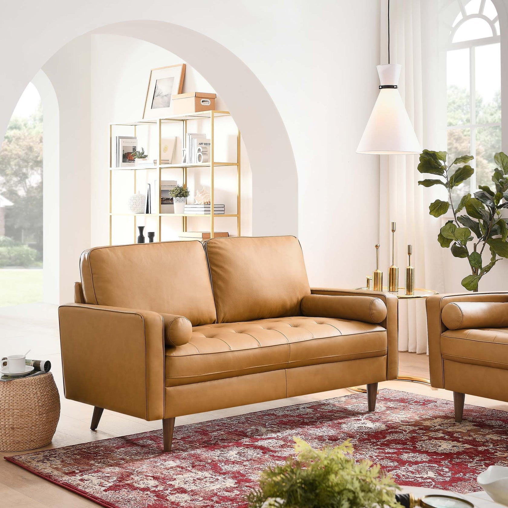 Eldvar Leather Loveseat - Tan