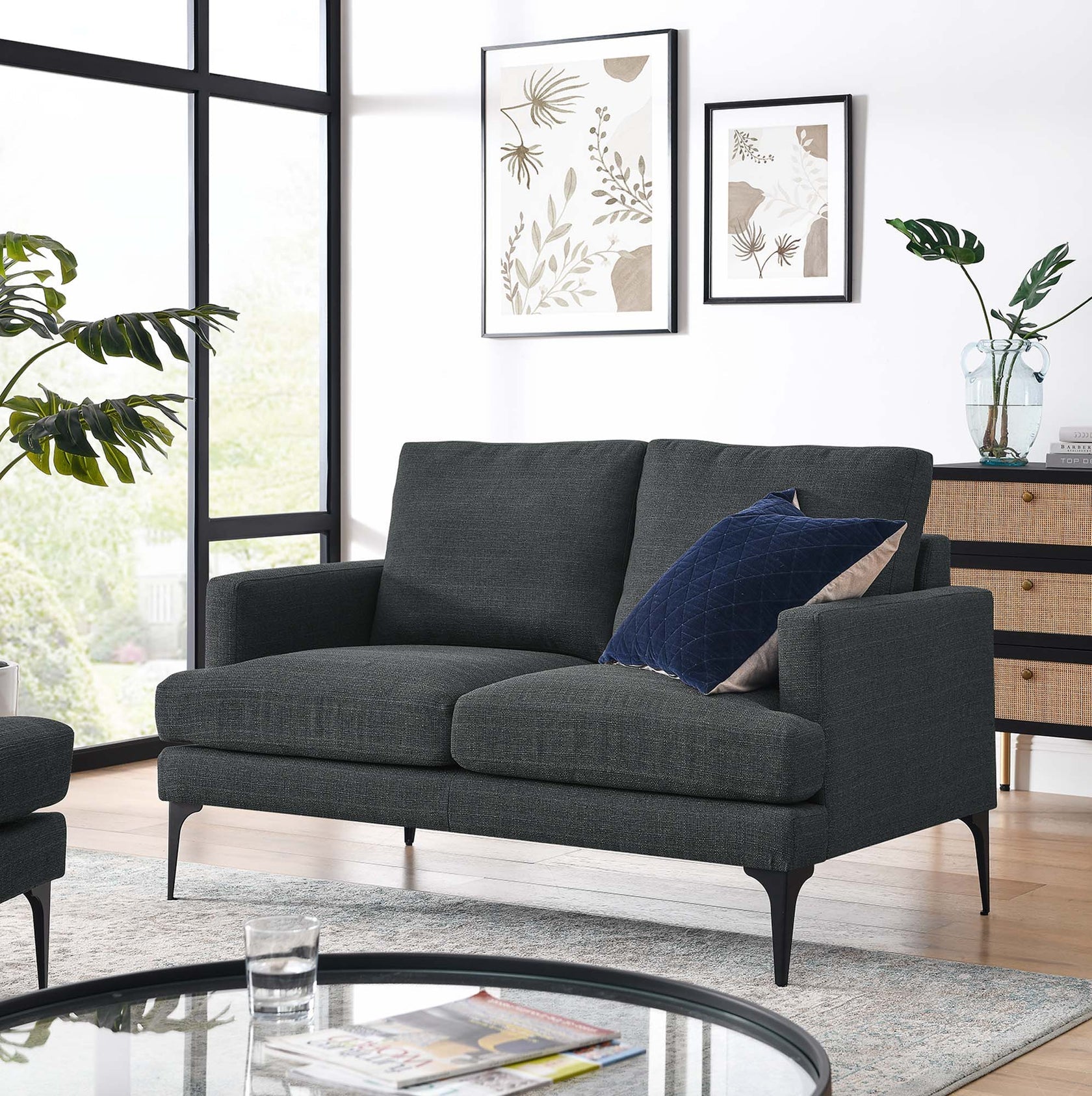 Averen Fabric Upholstered Loveseat - Gray