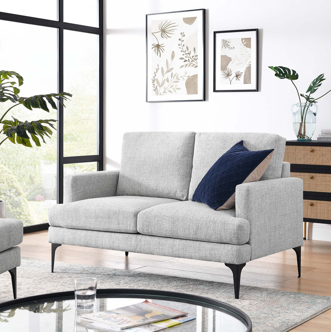 Averen Fabric Upholstered Loveseat - Light Gray