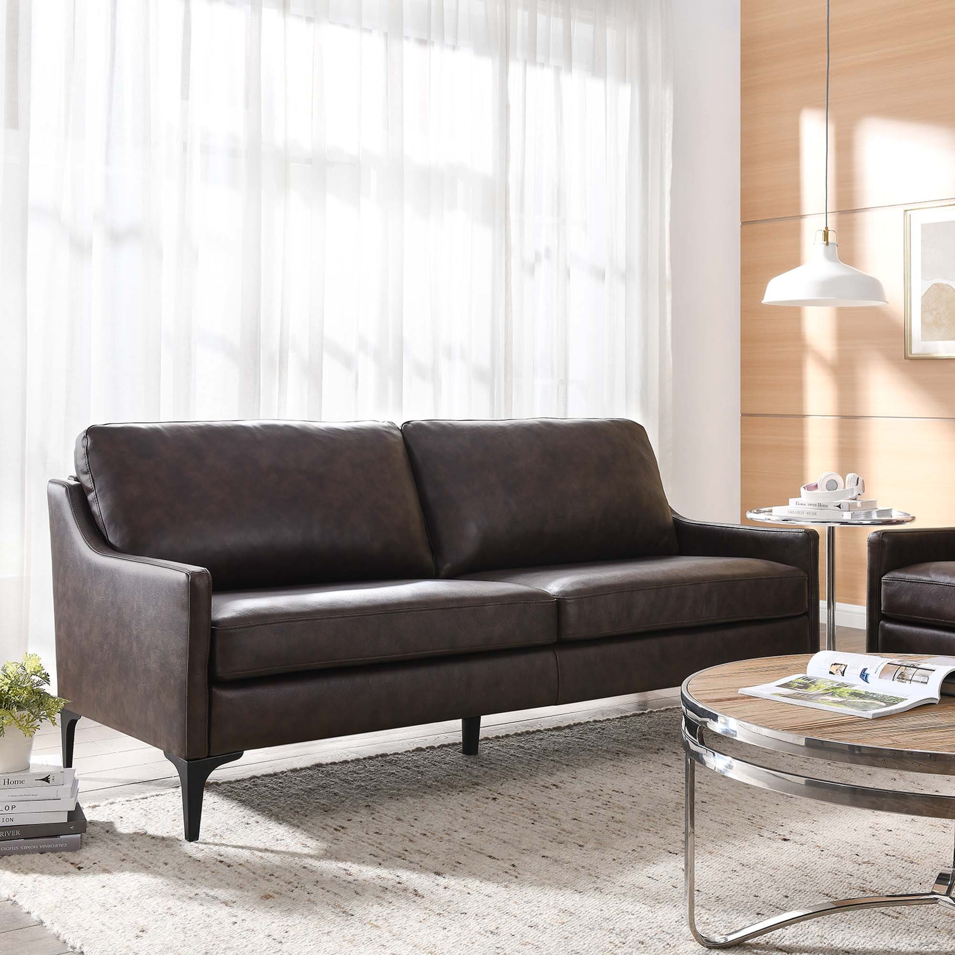 Rhodes Sofa – Top Grain Leather with Metal Legs