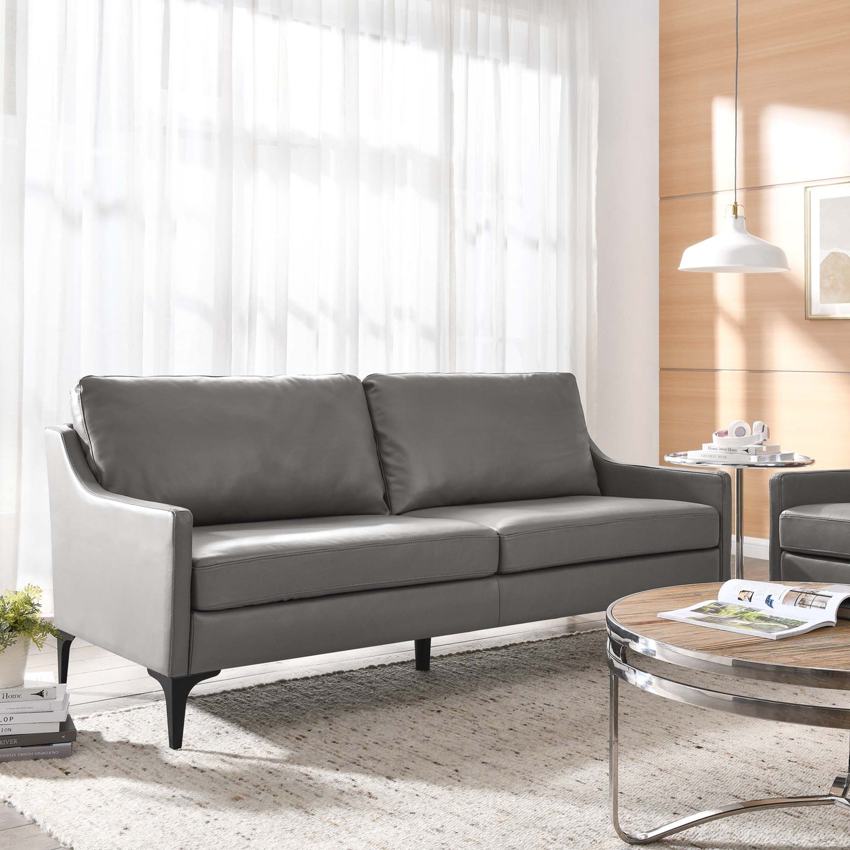Rhodes Sofa – Top Grain Leather with Metal Legs