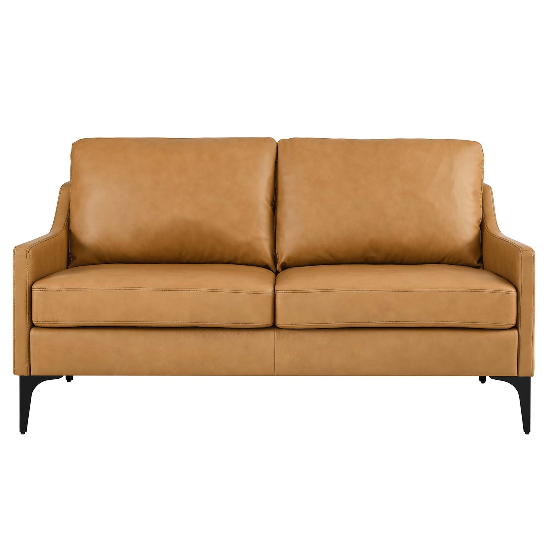 Rhodes Top-Grain Leather Loveseat - Tan