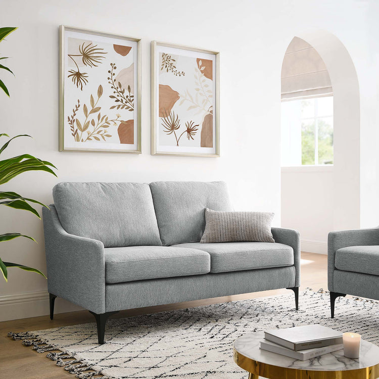 Rhodes Upholstered Fabric Loveseat - Light Gray