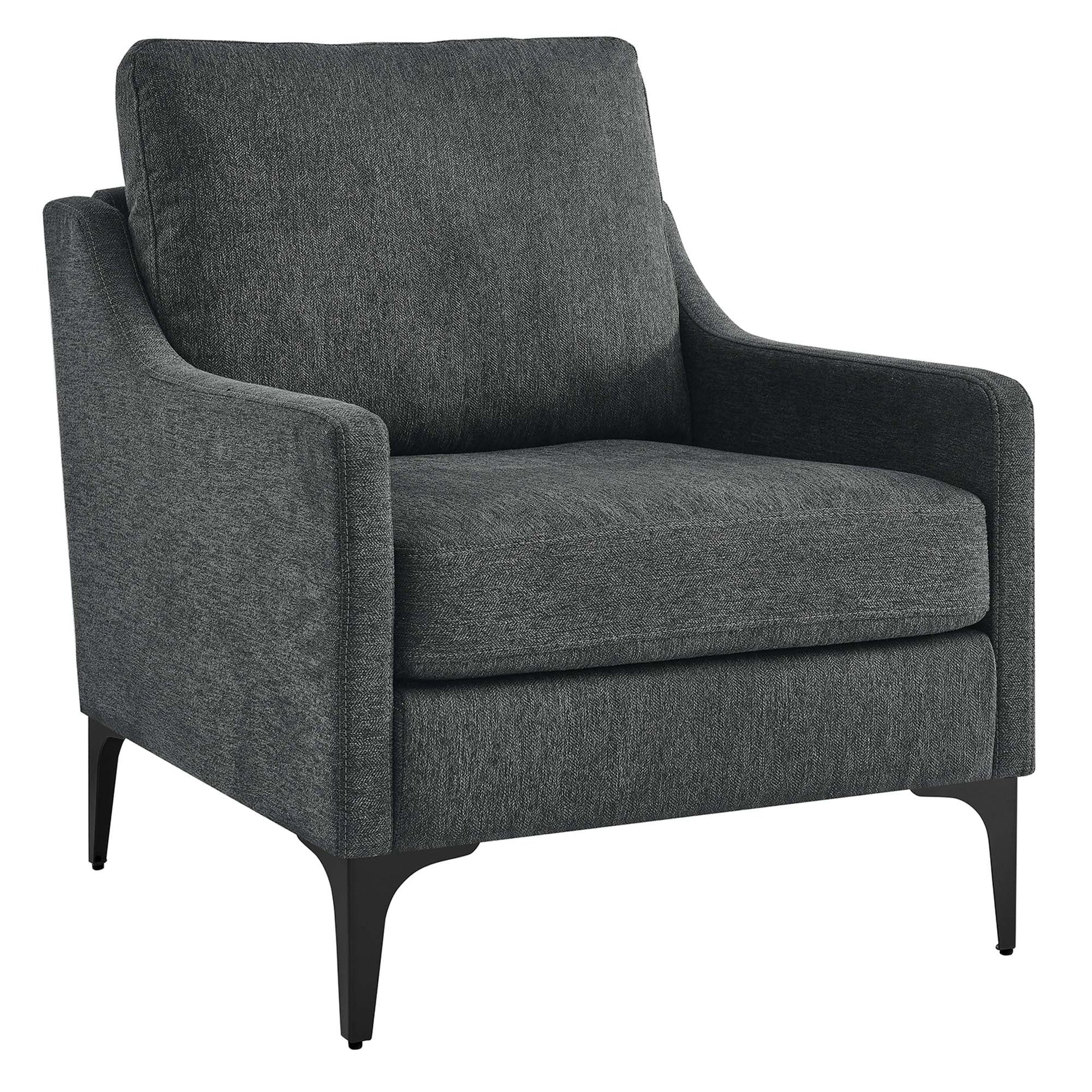 Rhodes Upholstered Fabric Accent Armchair – Charcoal Denmark Home