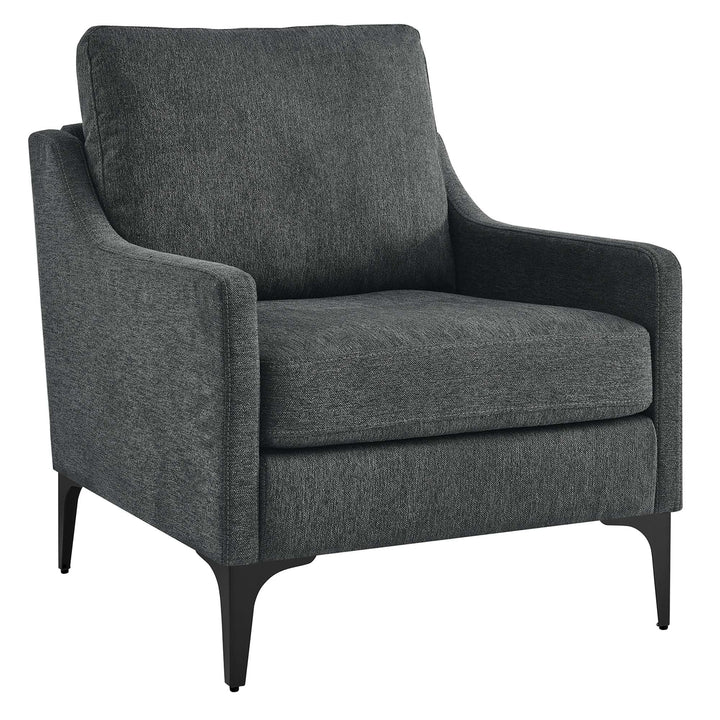 Rhodes Upholstered Fabric Accent Armchair – Charcoal Denmark Home