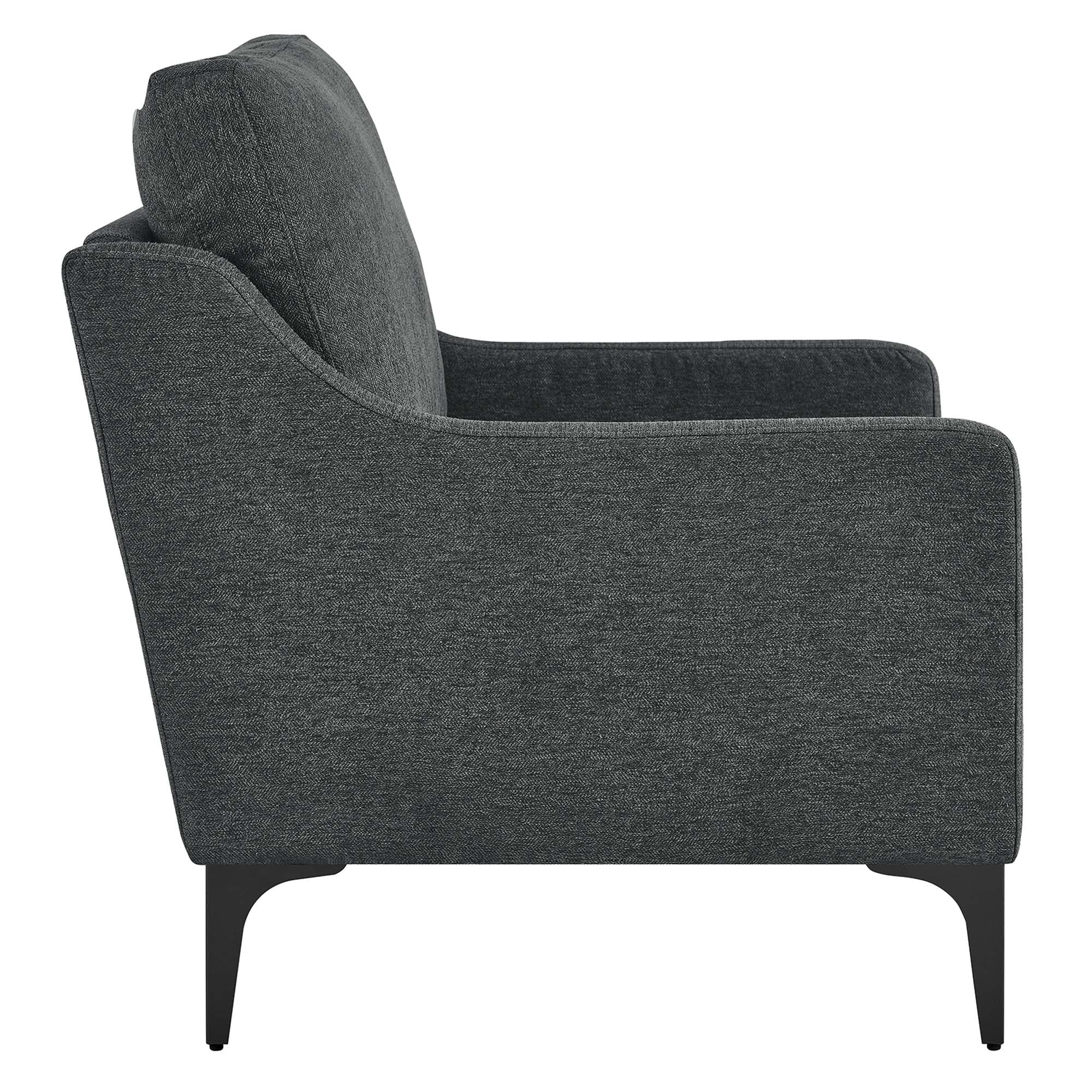 Rhodes Upholstered Fabric Accent Armchair – Charcoal Denmark Home