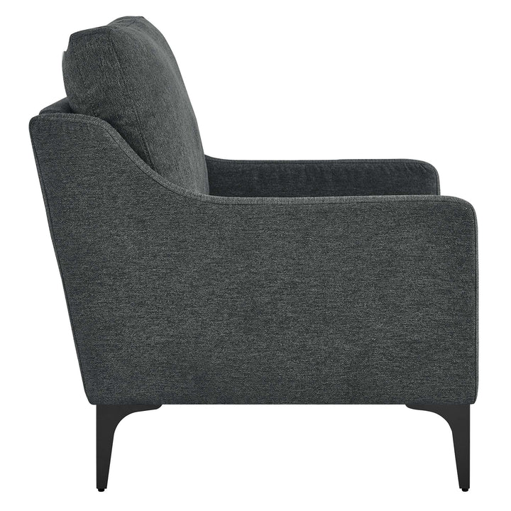 Rhodes Upholstered Fabric Accent Armchair – Charcoal Denmark Home