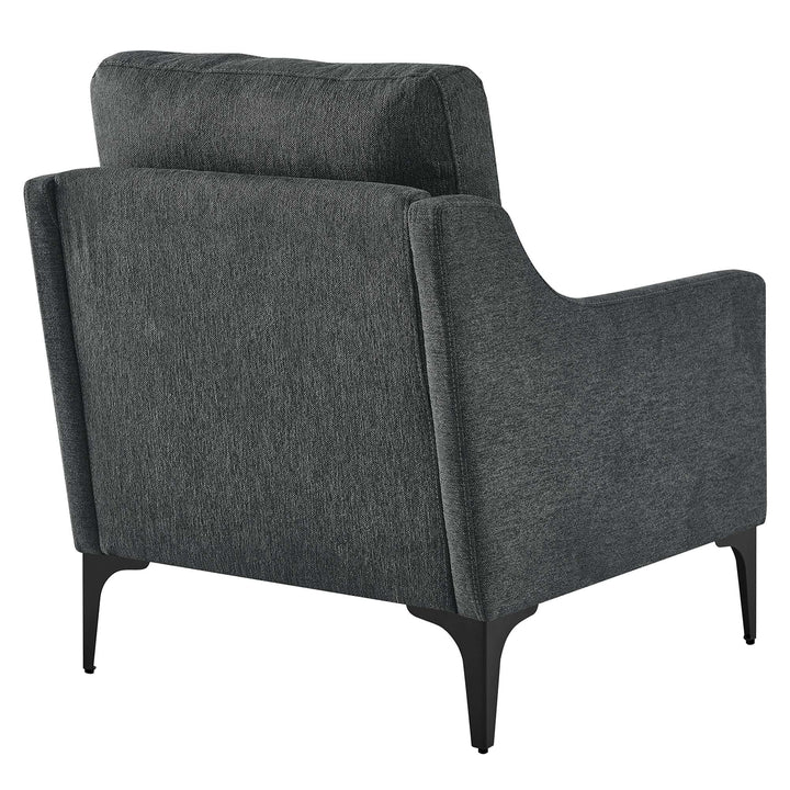 Rhodes Upholstered Fabric Accent Armchair – Charcoal Denmark Home