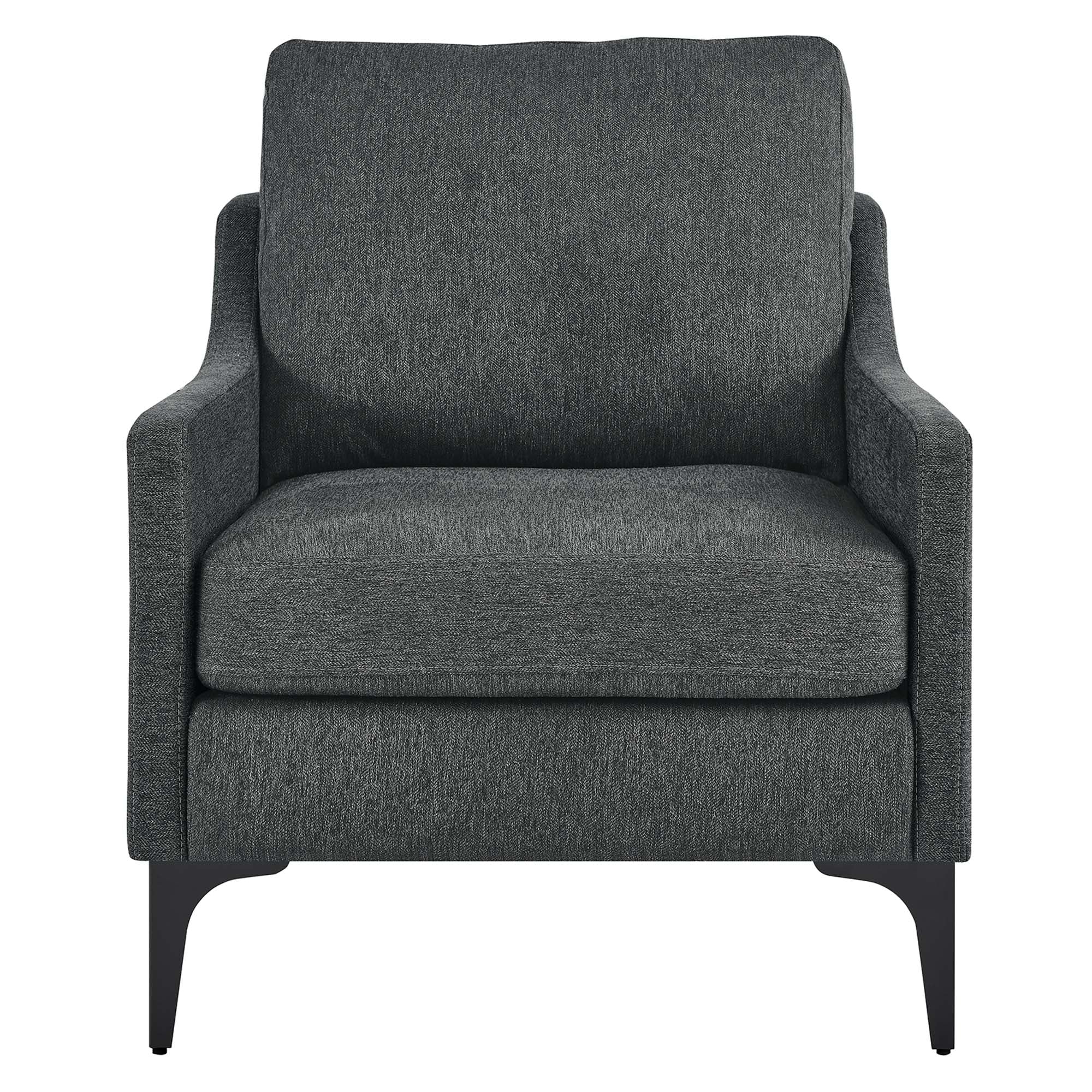 Rhodes Upholstered Fabric Accent Armchair – Charcoal Denmark Home