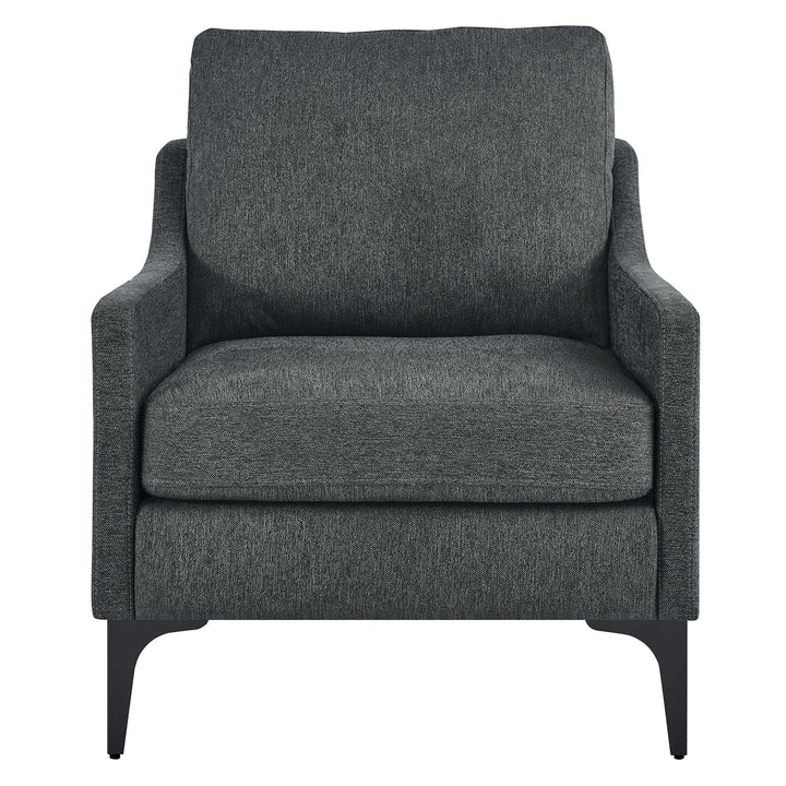 Rhodes Upholstered Fabric Accent Armchair – Charcoal Denmark Home