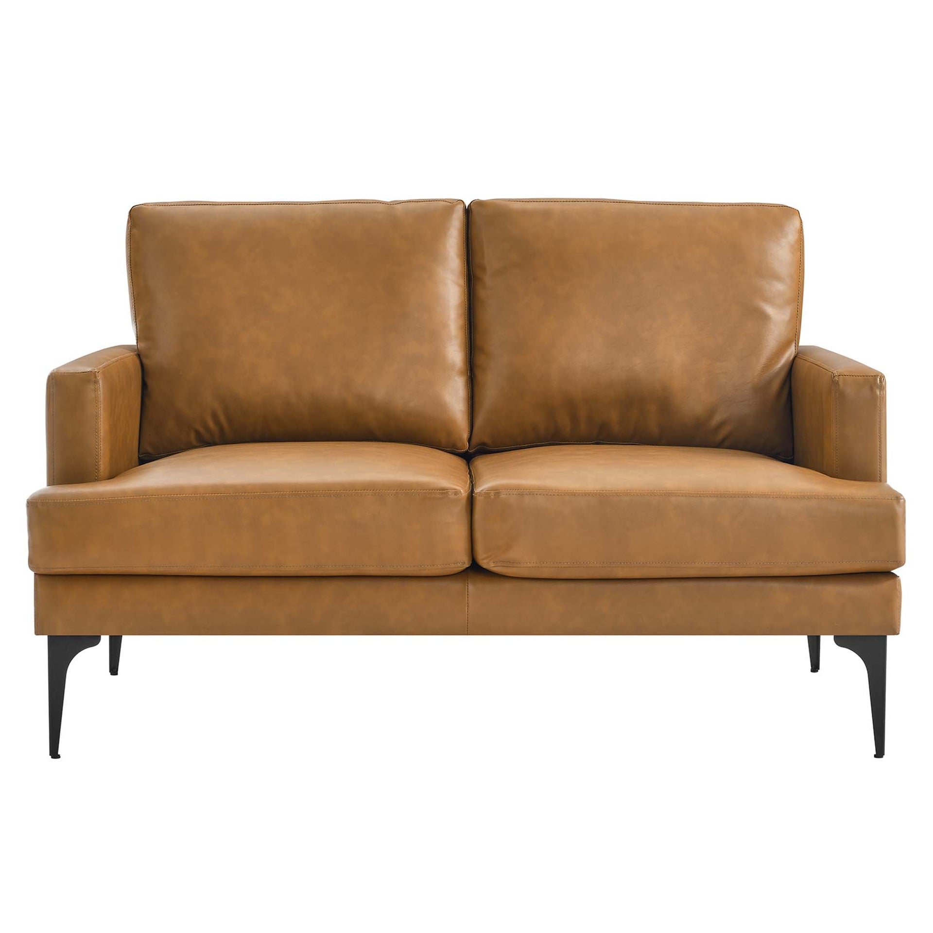 Averen Vegan Leather Loveseat – Tan