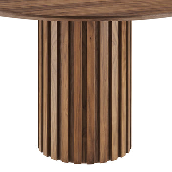 Vane Round Dining Table – Fluted Wood Veneer Pedestal Base 47" Denmark Home
