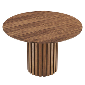 Vane Round Dining Table – Fluted Wood Veneer Pedestal Base 47" Denmark Home
