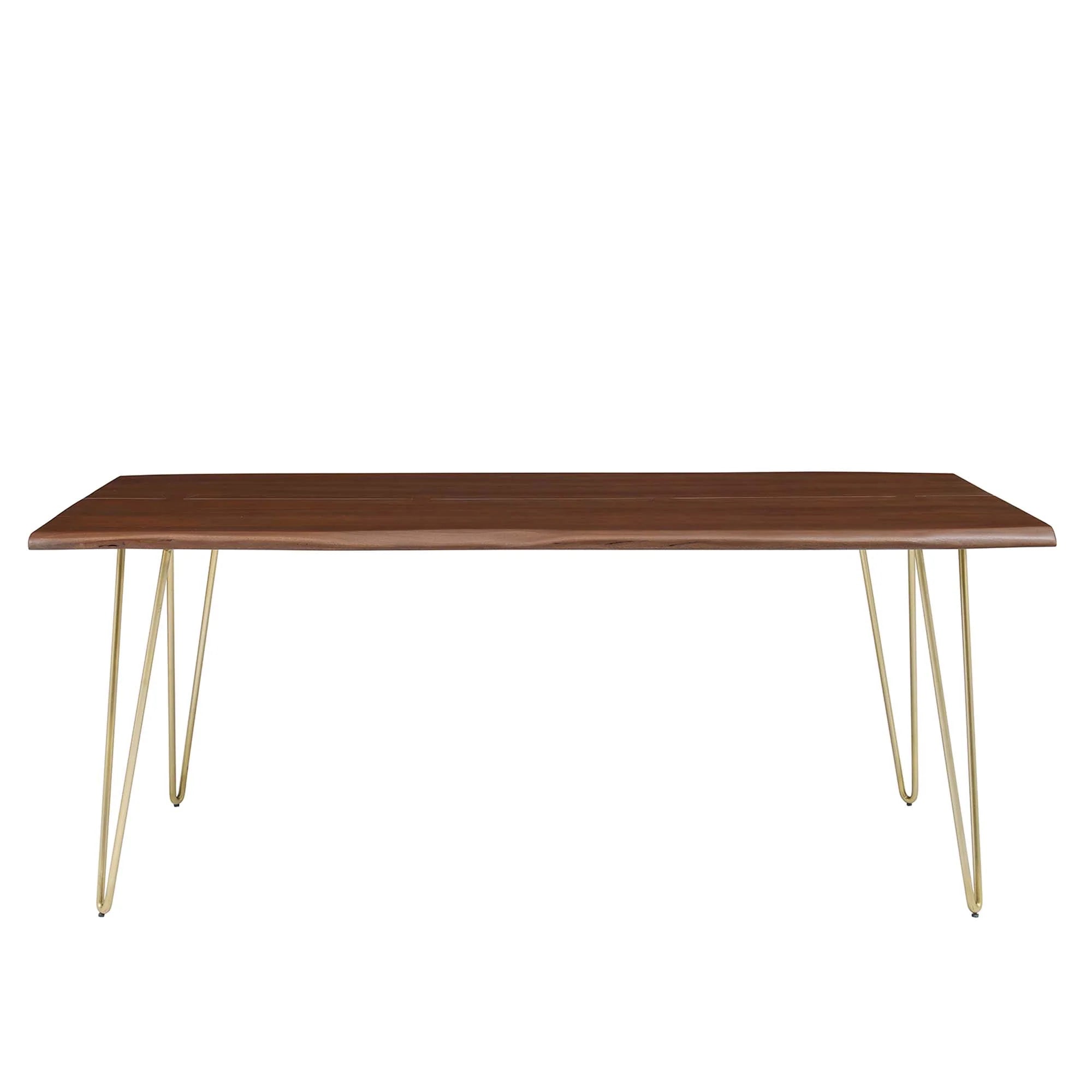 Evora 74" Live Edge Acacia Wood Acacia Wood Dining Table - Gold Walnut Denmark Home
