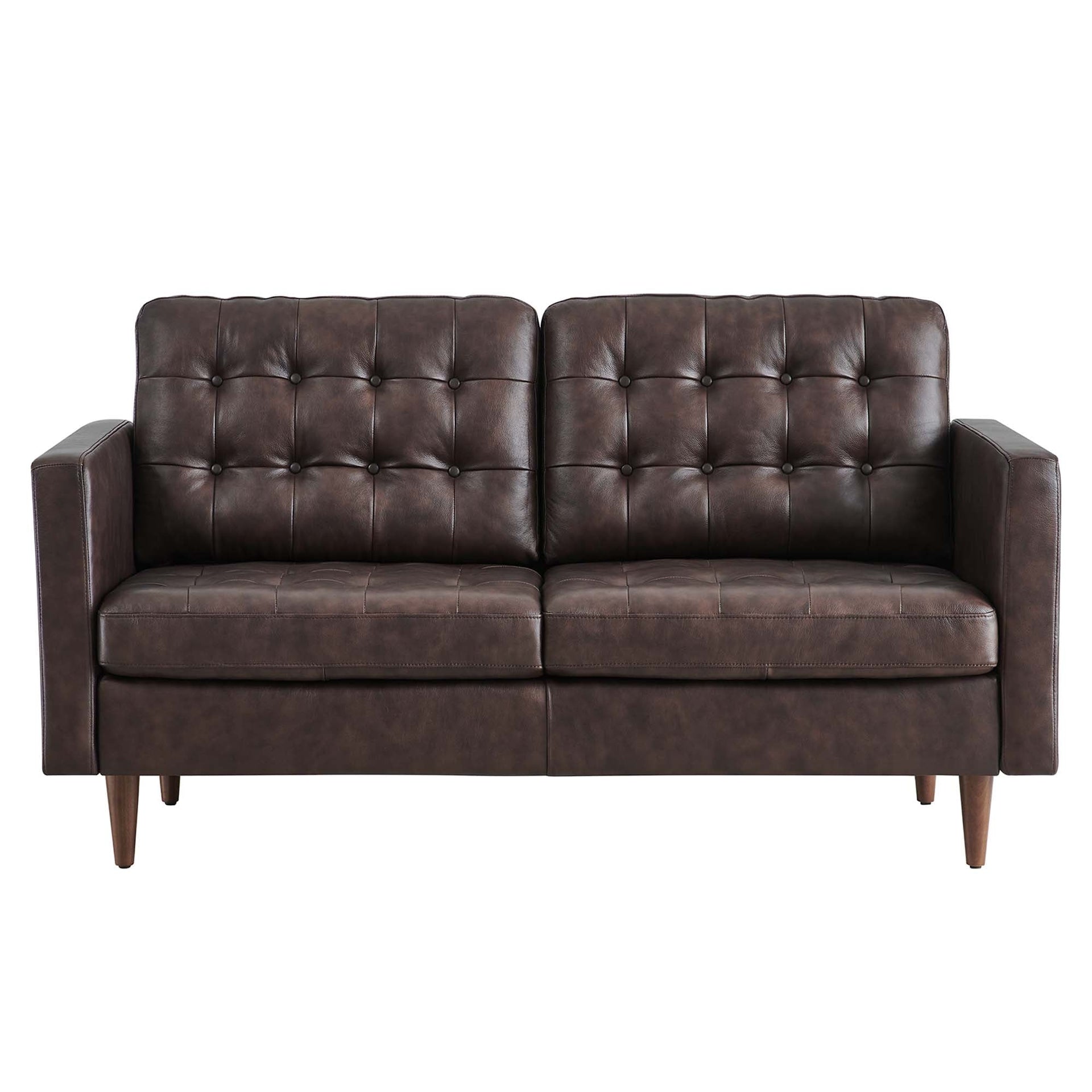 Eminence Tufted Leather Loveseat – Brown