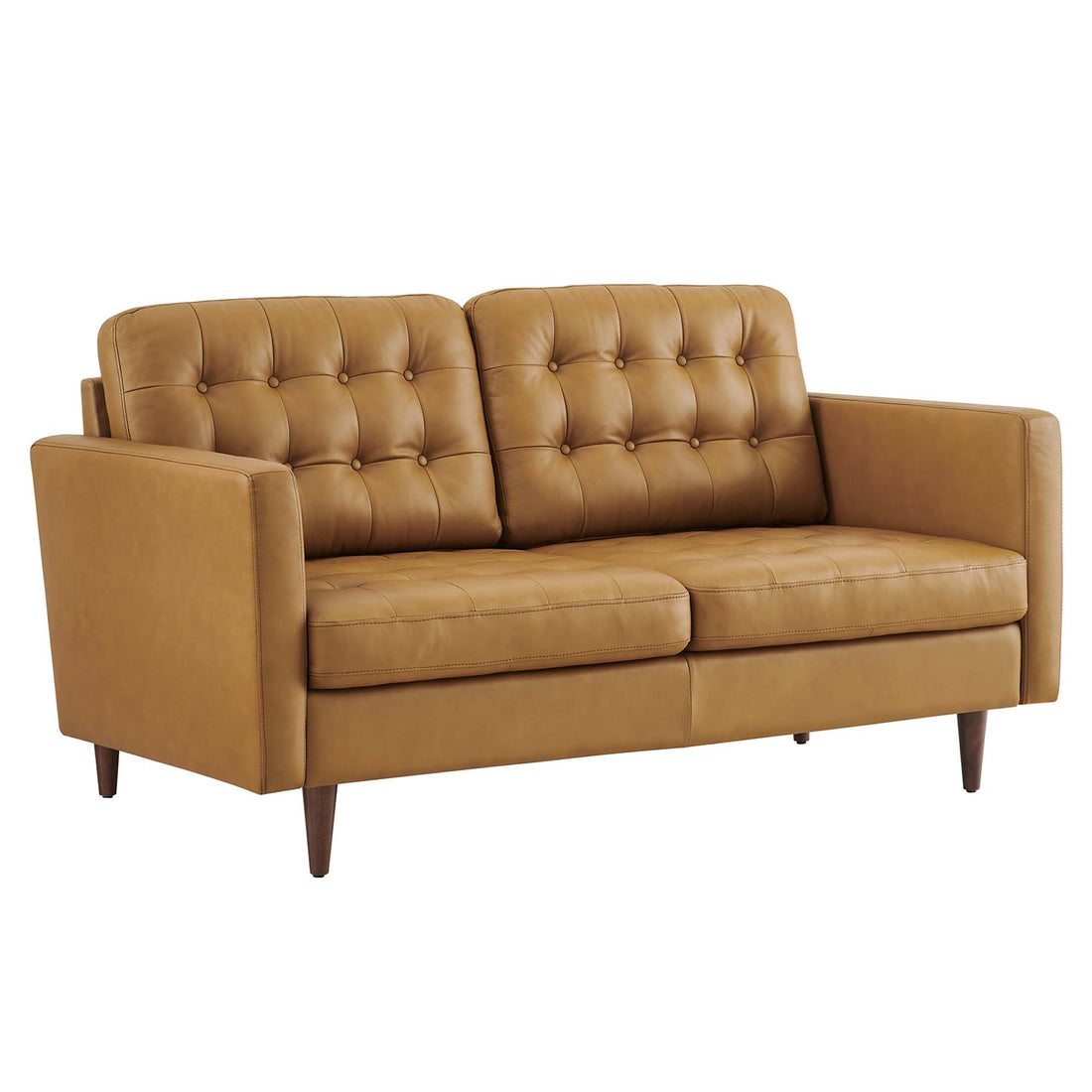 Eminence Tufted Leather Loveseat – Tan