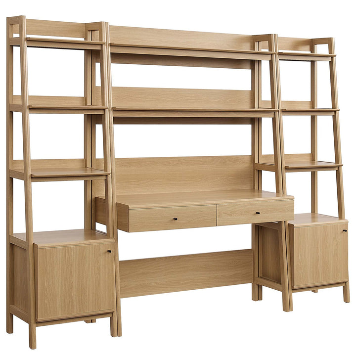 Teak Office Desk and Bookcase Set  - Oak Denmark Home