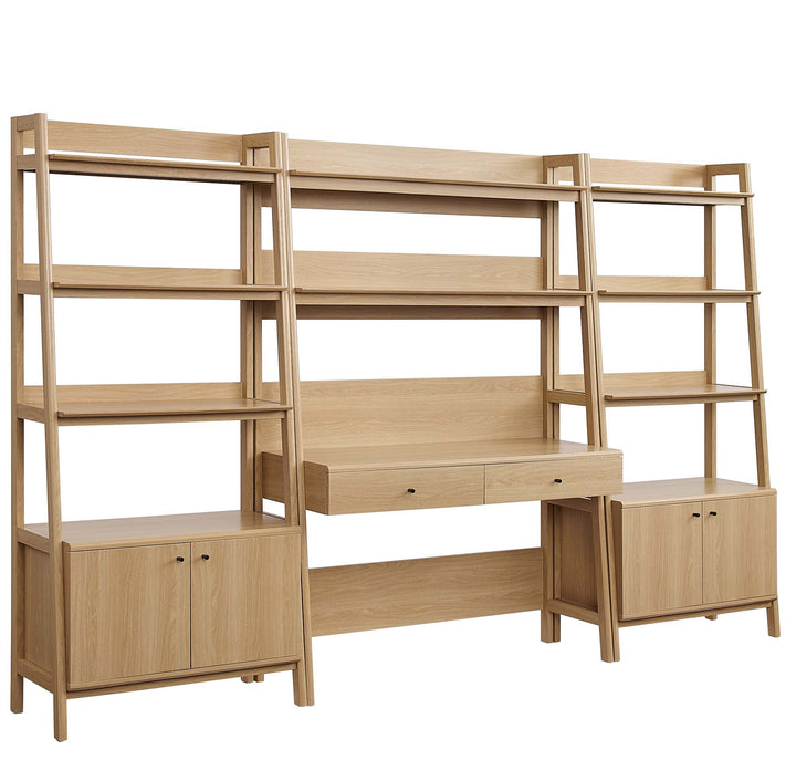 Teak Office Desk and Bookcase Set  - Oak Denmark Home