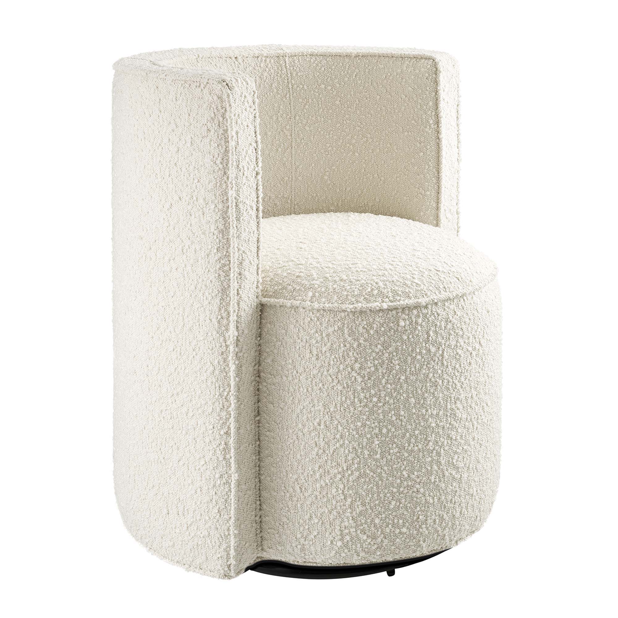Lumina Boucle Swivel Accent Chair-Ivory Denmark Home