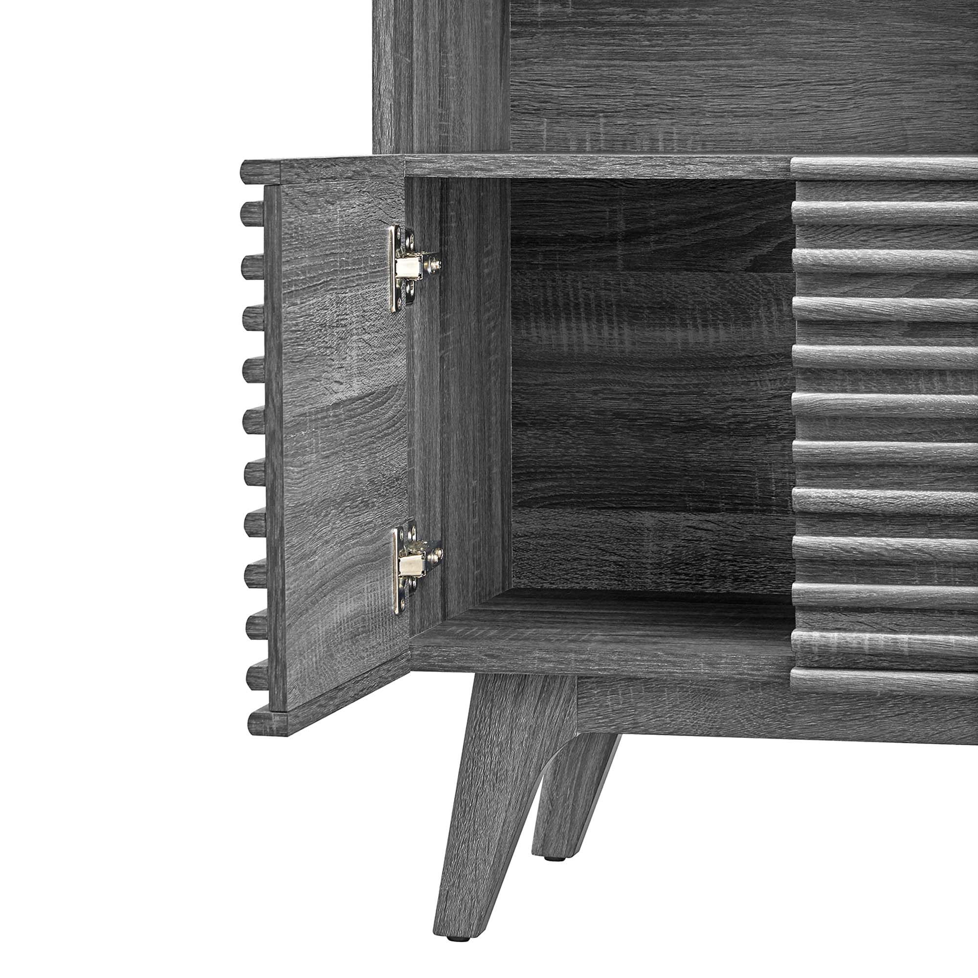 Orvena Bookcase with Cabinet Storage - Charcoal Denmark Home