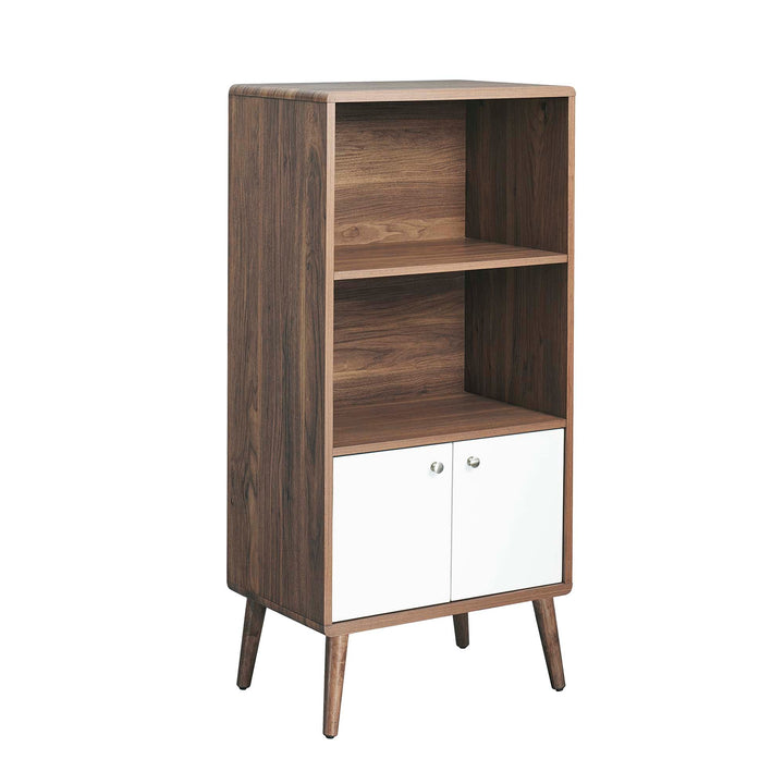Koru Bookcase with Cabinet Storage - Walnut White Denmark Home